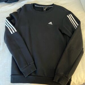 Adidas Black Crewneck Sweater with White Stripes